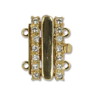 Premium Clasp w/Crystal/2-Strand/Gold-Plated/15x10mm/1pc