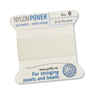 Griffin Nylon Power Cord With Needle #6(0.7mm)-2m/White
