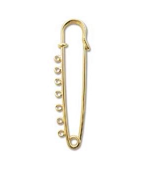 Safety Pin with 7-Loops/Brooch Pin/58mm Gold-plated/2pc