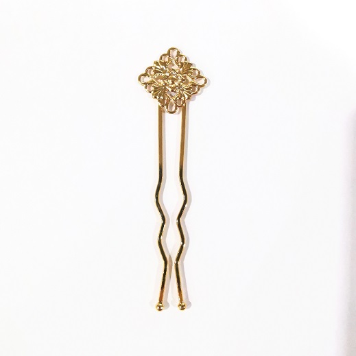 Beadable Hair Pin/Perforated/Gold Plated/7.5cm/1pc