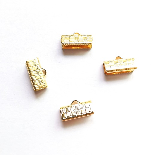 Metal Lace/Ribbon Crimp Connector/13mm/Gold-Plated/4pc