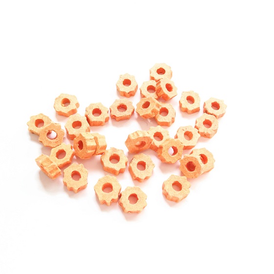 Ceramic Bead/7mm Freeform Rippled Spacer/Lt-Orange/100pc