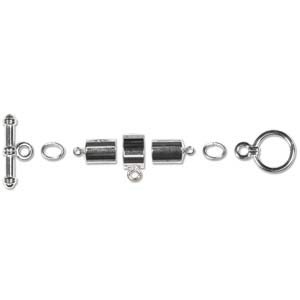 Kumihimo Finding 6mm Barrel Set-Silver Plated