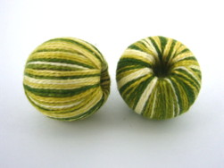 Fabric Beads-22mm Stripped-Earthy Green/4pc