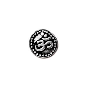 TierraCast® Pewter OM Charm/11mm-Antique Silver/2pc