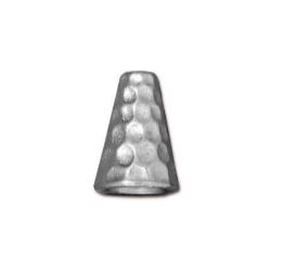 TierraCast® Pewter 8mm Hammertone Cone/Rhodium Silver/2pc