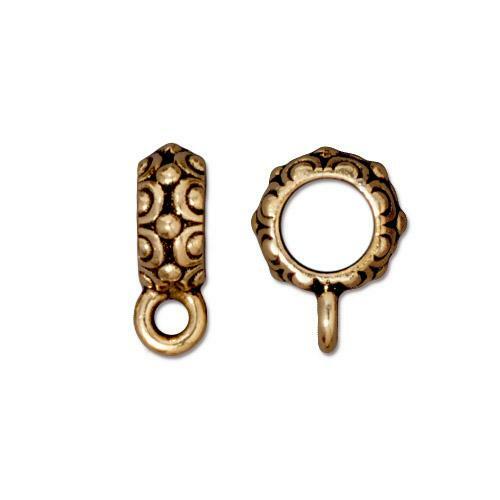 TierraCast® Pewter 10mm Oasis Bail (6mm-ID)Antique-Gold/2pc