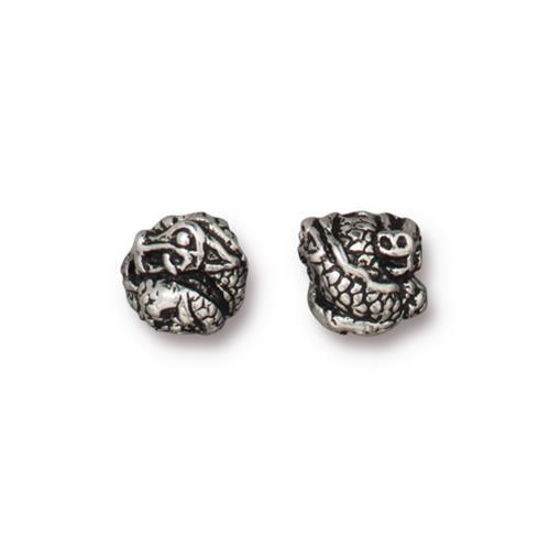 TierraCast® Pewter 8mm Dragon Bead/Antique Silver/2pc