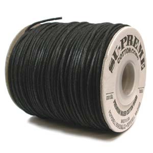 Waxed Cotton Cord/USA/ 1mm Black/meter