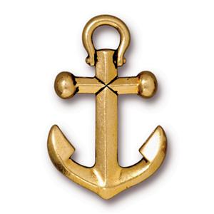TierraCast® Pewter Anchor Charm/ 27x17mm-Gold/1pc