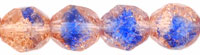 Czech Fire Polished Faceted 8mm Round Crackle Lt-Pink-Blue/50pc