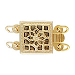 14K Gold Filled 8.5mm Square Filigree Clasp 2 Strands