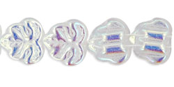 Czech Glass Beads-13mm 2-Hole Maple Leaves/Crystal AB/25pc