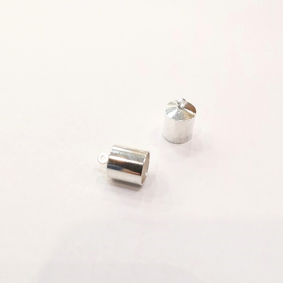 8mm Silver Plated Barrel End Caps/2pc