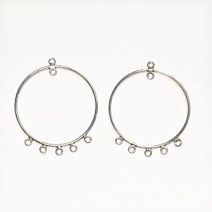 925 Silver-Round Shape Chandelier 27mm with 5 rings/1pr