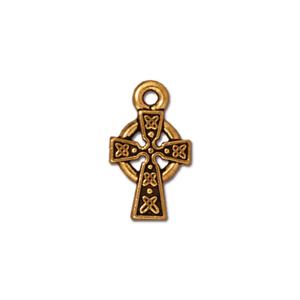 TierraCast® Pewter Celtic Cross Charm/9x15mm-A-Gold/2pc