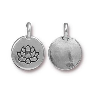 TierraCast® Pewter LOTUS Charm/12mm -Antique Silver/1pc