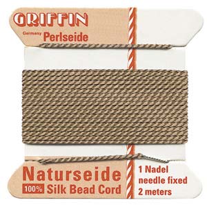 Griffin-100% Silk Bead Cord-Beige/Size 02(0.45mm)2 meter