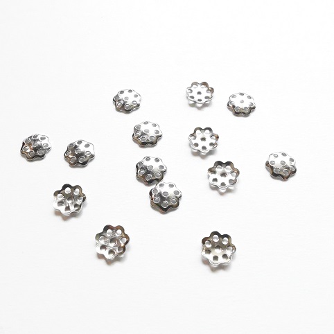 Stainless Steel Perforated Flower Bead Caps/6mm/50pc