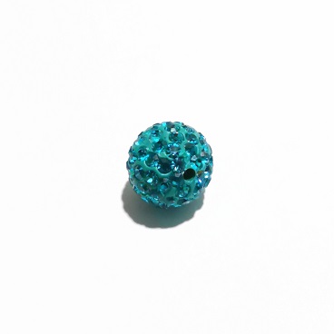 Clay Bead With Full Swarovski Crystal/10mm/Teal/1pc