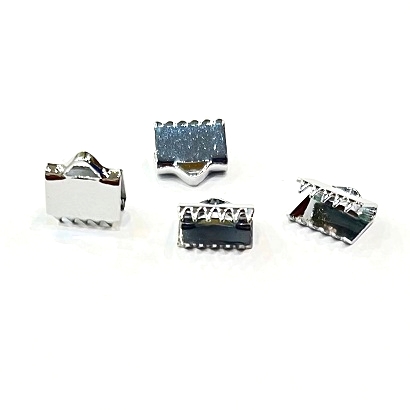 Metal Lace/Ribbon Crimp Connector/5mm/Nickel-Plated/10pc Metal Lace/Ribbon Crimp Connector/5mm/Nickel-Plated/10pc