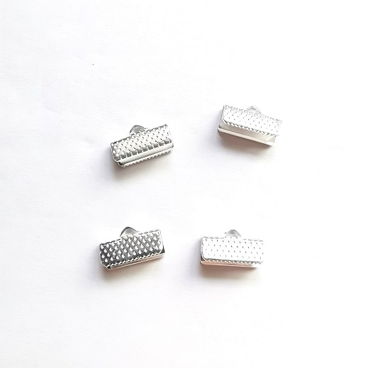 Metal Lace/Ribbon Crimp Connector/13mm/Silver-Plated/6pc