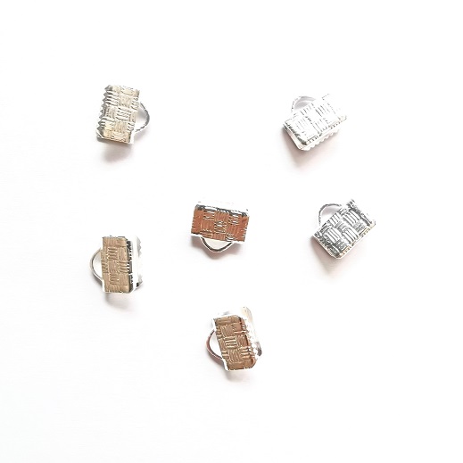 Metal Lace/Ribbon Crimp Connector/8mm/Silver-Plated/6pc