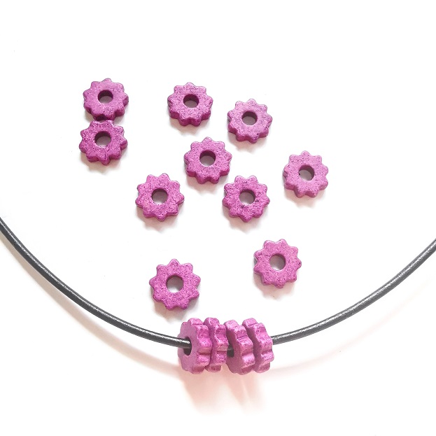 Ceramic Flower Ring Beads-3x9mm-Matt Purple/50pc