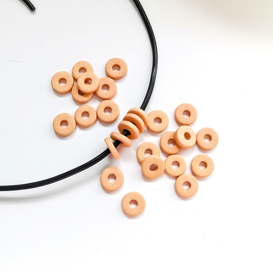 Ceramic Wheel Beads-2x8mm-Matt Peach/50pc