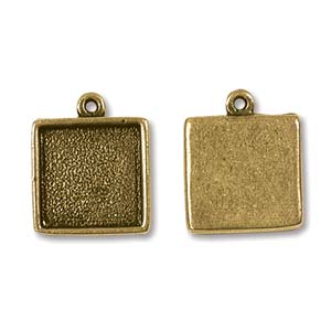 Patera™ Mini Square Pendant 14.7x18mm ½" ID/Antiq-Gold