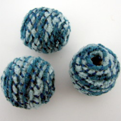 Fabric Beads-16mm Woven-Blue/5pc