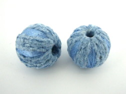 Fabric Beads-20mm Woven-Light Blue/4pc