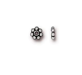 TierraCast® Pewter 5mm Beaded Daisy Spacer/Antique Silver/25pc
