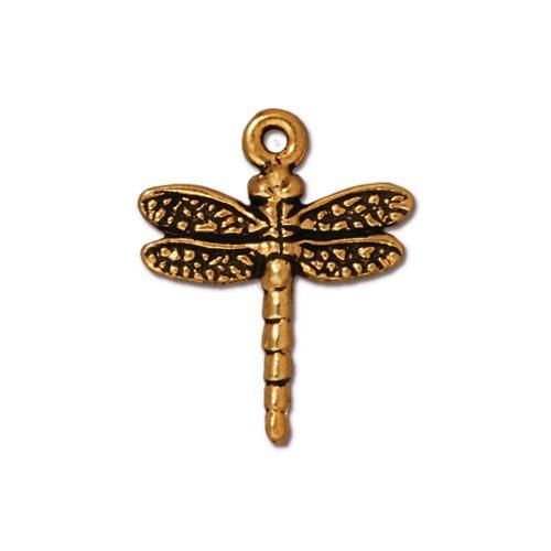 TierraCast® Pewter Dragonfly Charm/16x20mm/Antique-Gold/1pc
