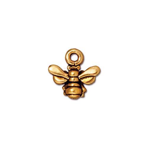 TierraCast® Pewter Honey Bee Charm/11.25mm/Antique Gold/2pc