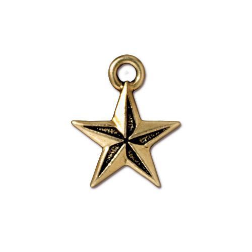 TierraCast® Pewter Nautical Star Charm/15x18mm/Antique Gold/1pc