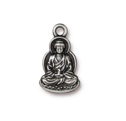 TierraCast® Pewter 3-D Buddha Charm/12x21mm/Antique Pewter/1pc