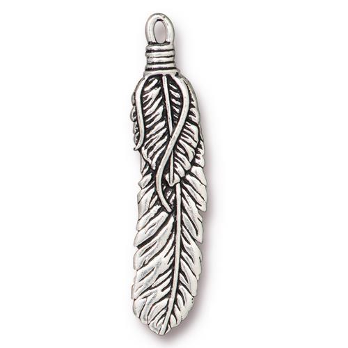 TierraCast® Pewter Feather Pendant/11x49mm-Antique Silver/1pc