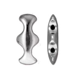 TierraCast® Pewter Hourglass Link/2-Hole/18x8mm/Rhodium-Sil/1pc