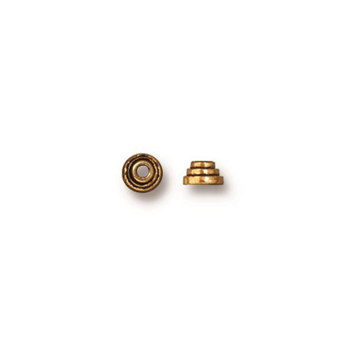 TierraCast® Pewter 4mm Stepped Bead Cap/Antique Gold/25pc
