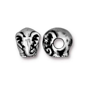 TierraCast® Pewter 12x9.5mm Large Hole(4mm) Elephant Bead/AS/1pc