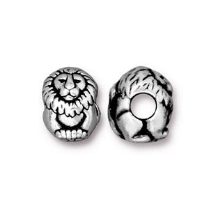 TierraCast® Pewter Large Hole(4mm) Lion Bead/11.5x8.5/AS/1pc