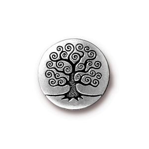 TierraCast® Pewter Tree-Of-Life Button/16mm-Antique Silver/1pc