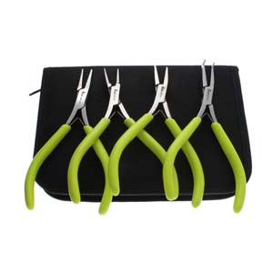 MICROFINE Pliers Set With Spring/Pouch-4pc Set