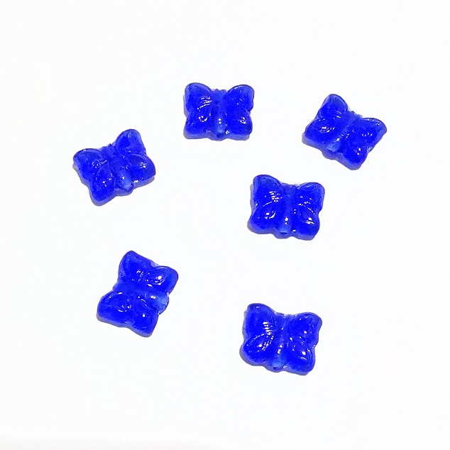 Czech-Pressed Glass Beads-15mm Butterfly-Sapphire/20pc