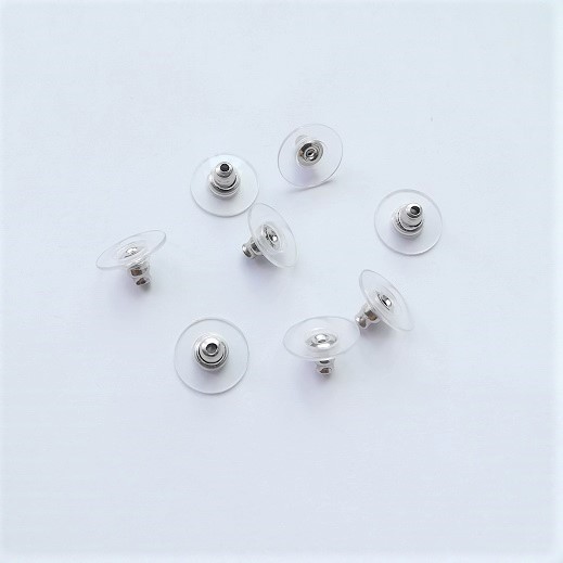 Stainless Steel Ear Clutch With Silicon Pad/12mm/10pc