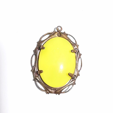 Czech Limited Vintage Cut Glass Stone Cabochon With Frame