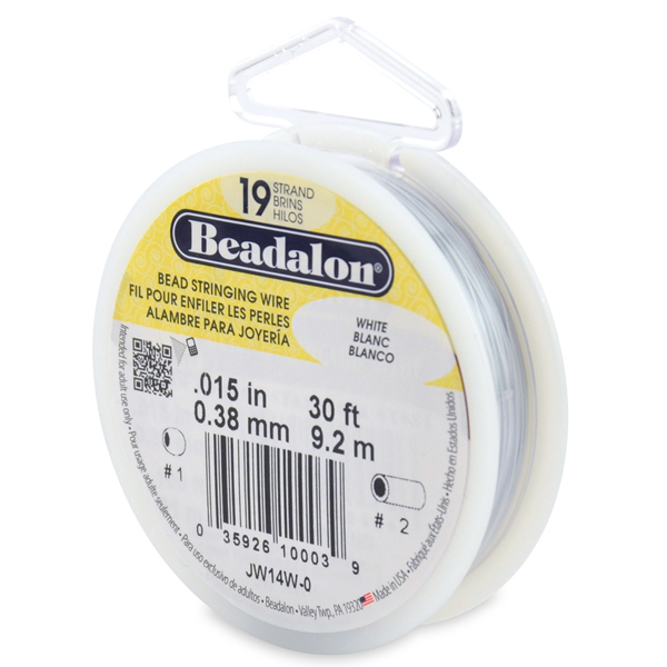 Beadalon-19 Strand-White-0.015"(0.38mm)/30ft(9.2m) Roll
