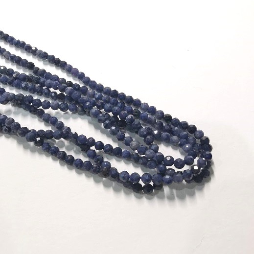 Blue Sapphire 2.5mm Faceted Round/ 40cm Strand