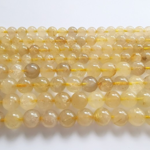 Golden Rutilated Quartz 8mm Round/39cm Strand/50pc+-